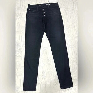 NWT AG Adriano Goldschmied 31 High-Rise Farrah Skinny Button Up Dark Stretch